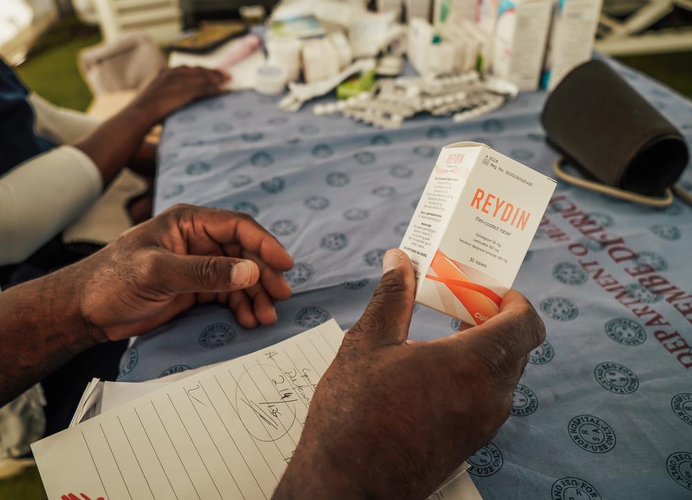 MSF medical team in Musina gets *Joseph, a 49-year-old Malawian man, back on ARVs after he fled home without his lifesaving HIV medication duriing anti-migrant unrest in South Africa