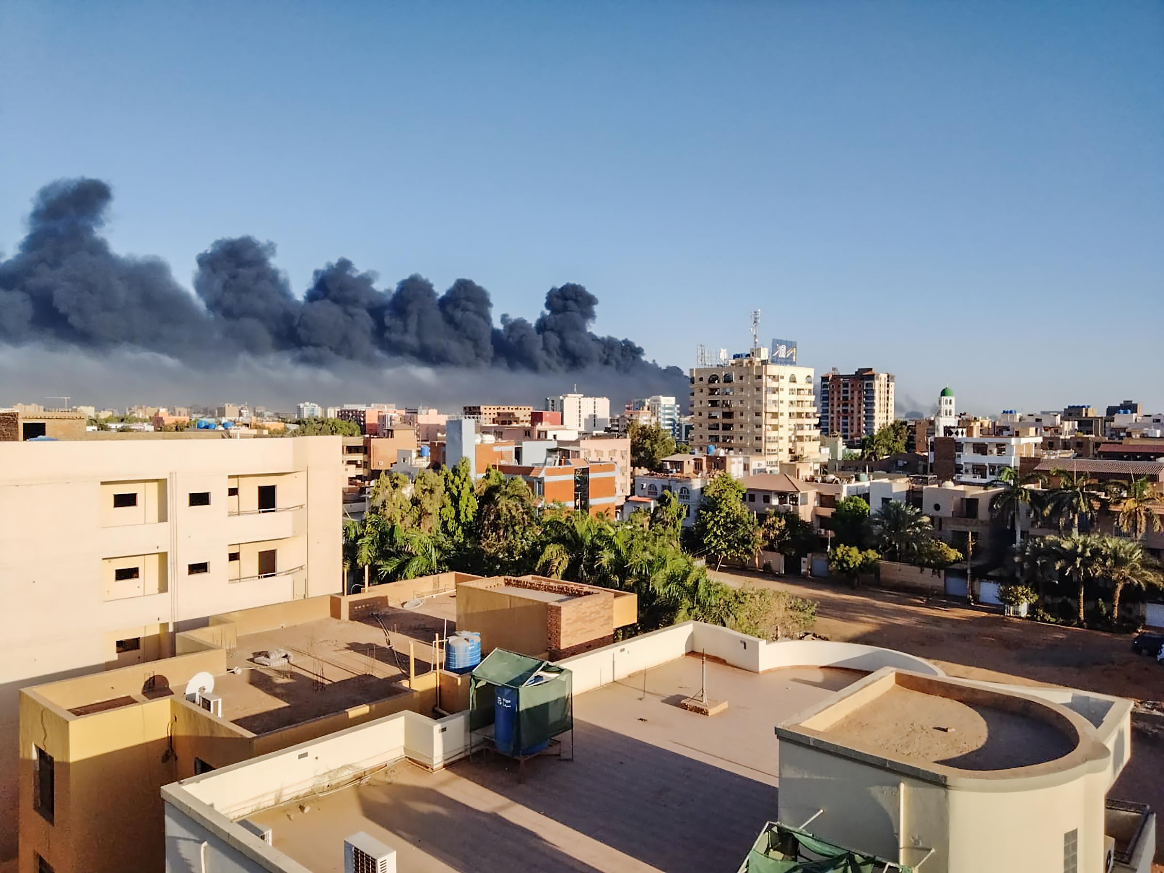 Aerial view captures the fighting and violence that erupted in Khartoum, Sudan.