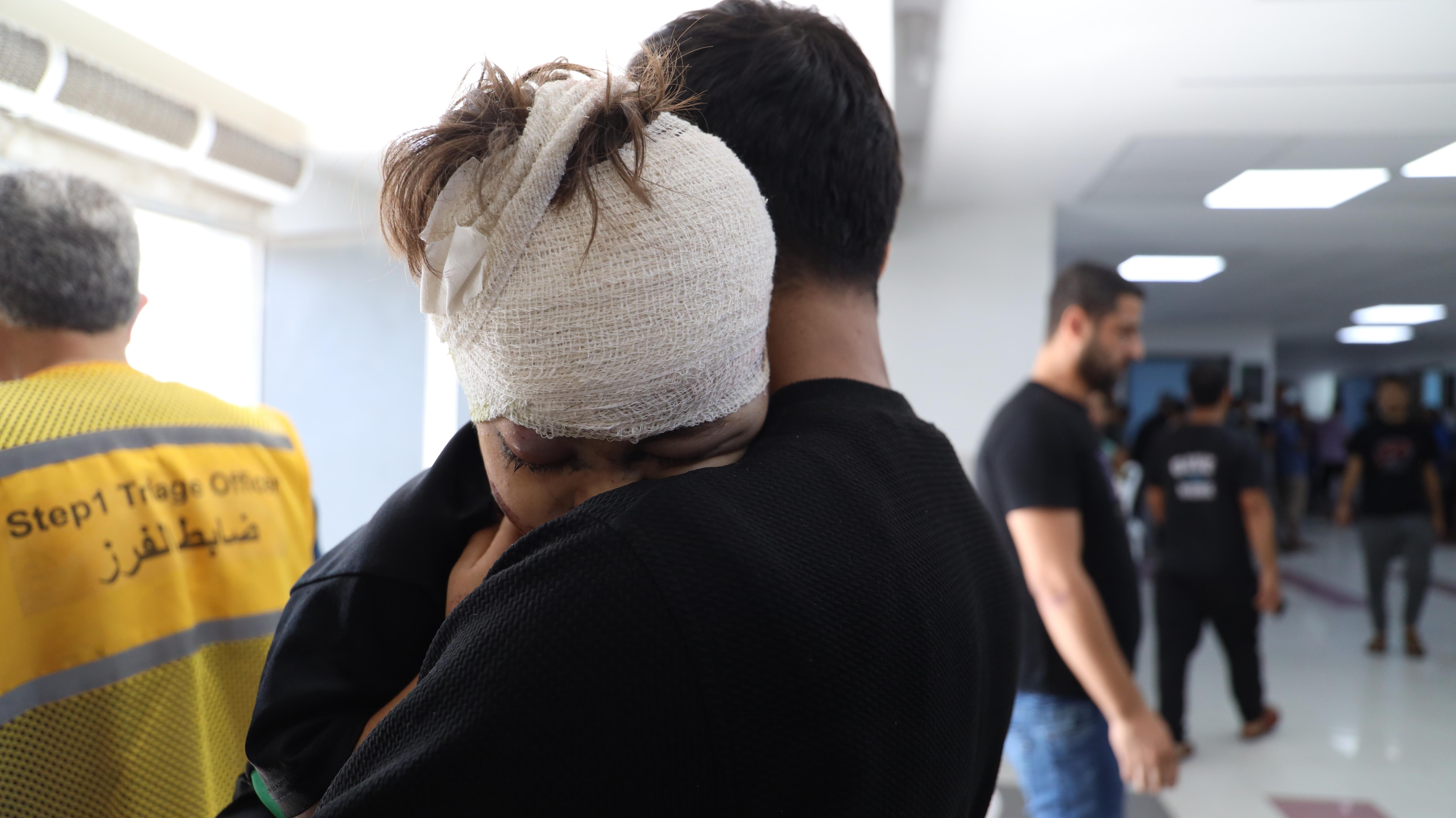 An injured boy at Al Shifa hospital