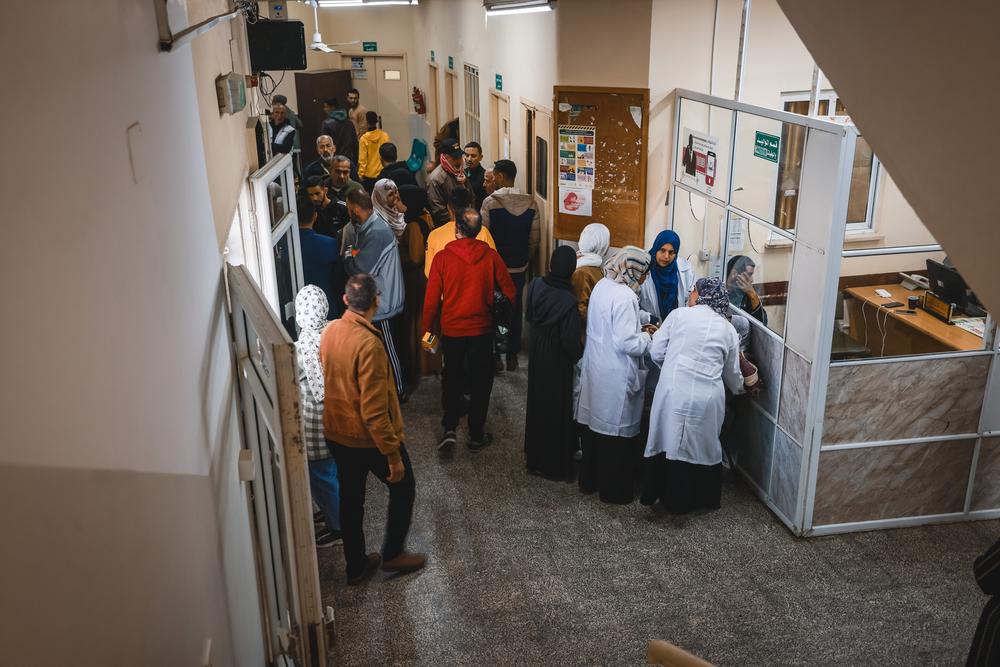 The main hallway of Khan Younis Martyrs Clinic 
