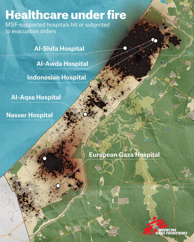 Map of Gaza - Healthcare under fire 