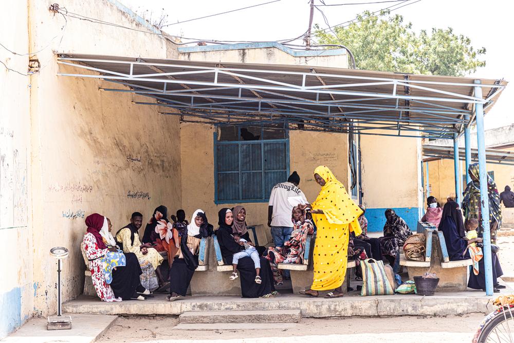  Patient waiting area of the Zalingei teaching hospital, ,Central Darfur state, Sudan.