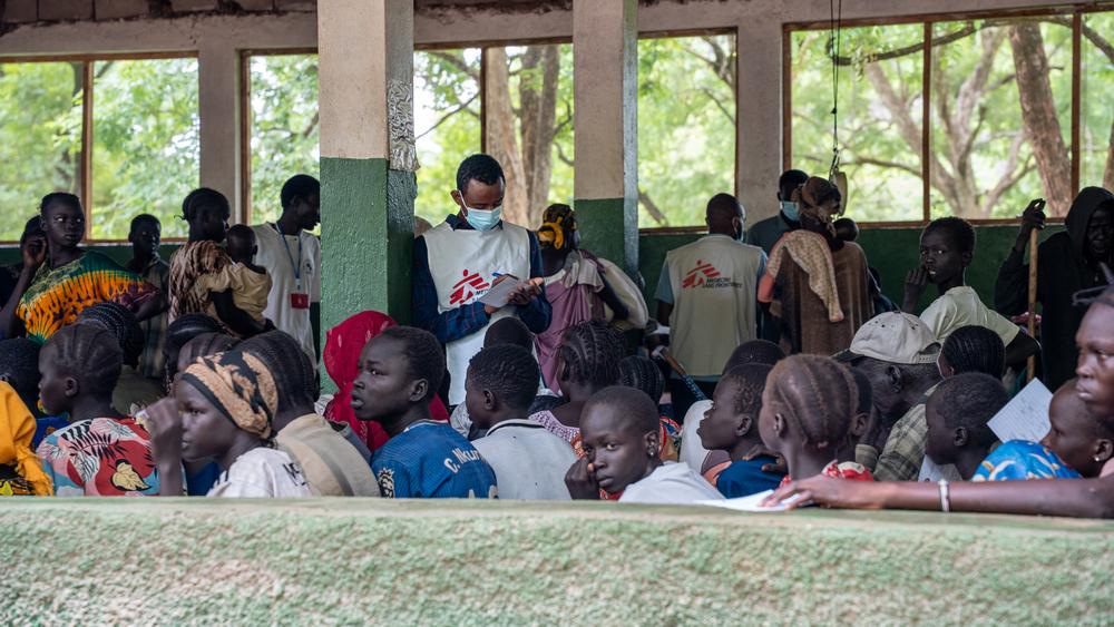 Patients waiting in MSF’s Outpatient department at the Kule refugee camp, Gambella region. MSF has been providing health care service for the refugees since March 2014 and runs a large health facility in Kule refugee camp which is one of the largest camps in the region hosting more than 55,000 refugees.