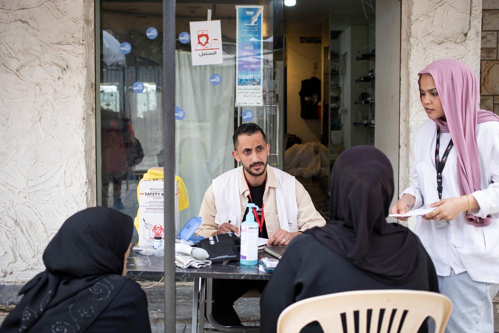 Amal, 67, receives care from the medical team at MSF's mobile clinic at the Roots Centre in Beirut, Lebanon, on 21 May 2026.