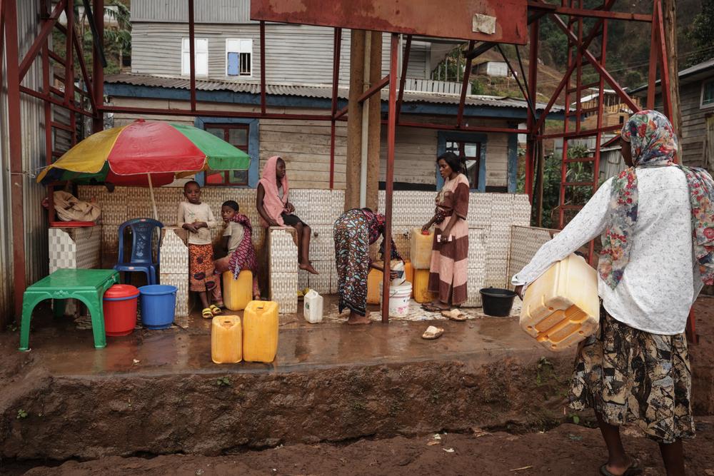 One of the MSF-supported water chlorination sites near the Ruzizi River in South Kivu province, DRC. These supply points are disinfected to provide safe drinking water and prevent cholera transmission.