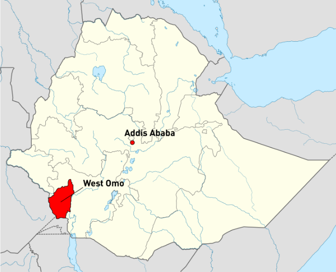 Map of Ethiopia showing West Omo