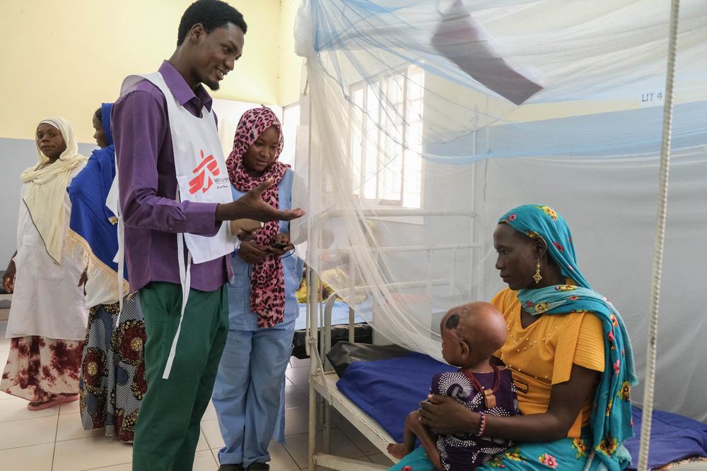 Senoussi Ibrahim Ali is a health promotion officer who educates mothers about hygiene practices and malnutrition at the therapeutic nutrition unit in the provincial hospital in Am Timan.