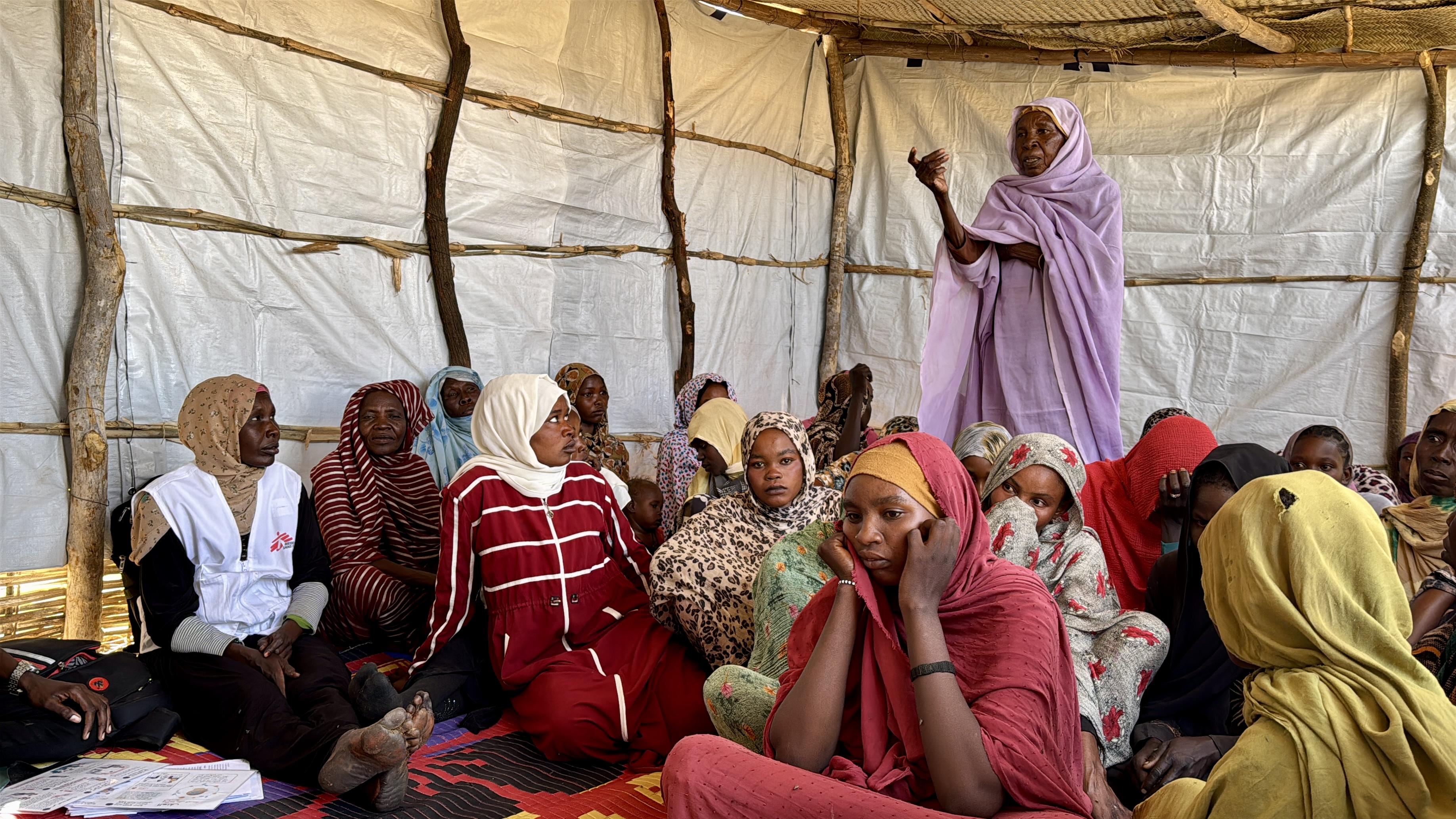 MSF has built two “safe spaces” in Daba Naira camp, Tawila, North Darfur state, Sudan, where mental health teams lead health promotion sessions on sexual violence and general mental well-being.
